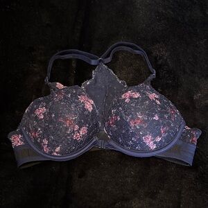 PINK Victoria's Secret Dark Blue and Pink Lace Bra